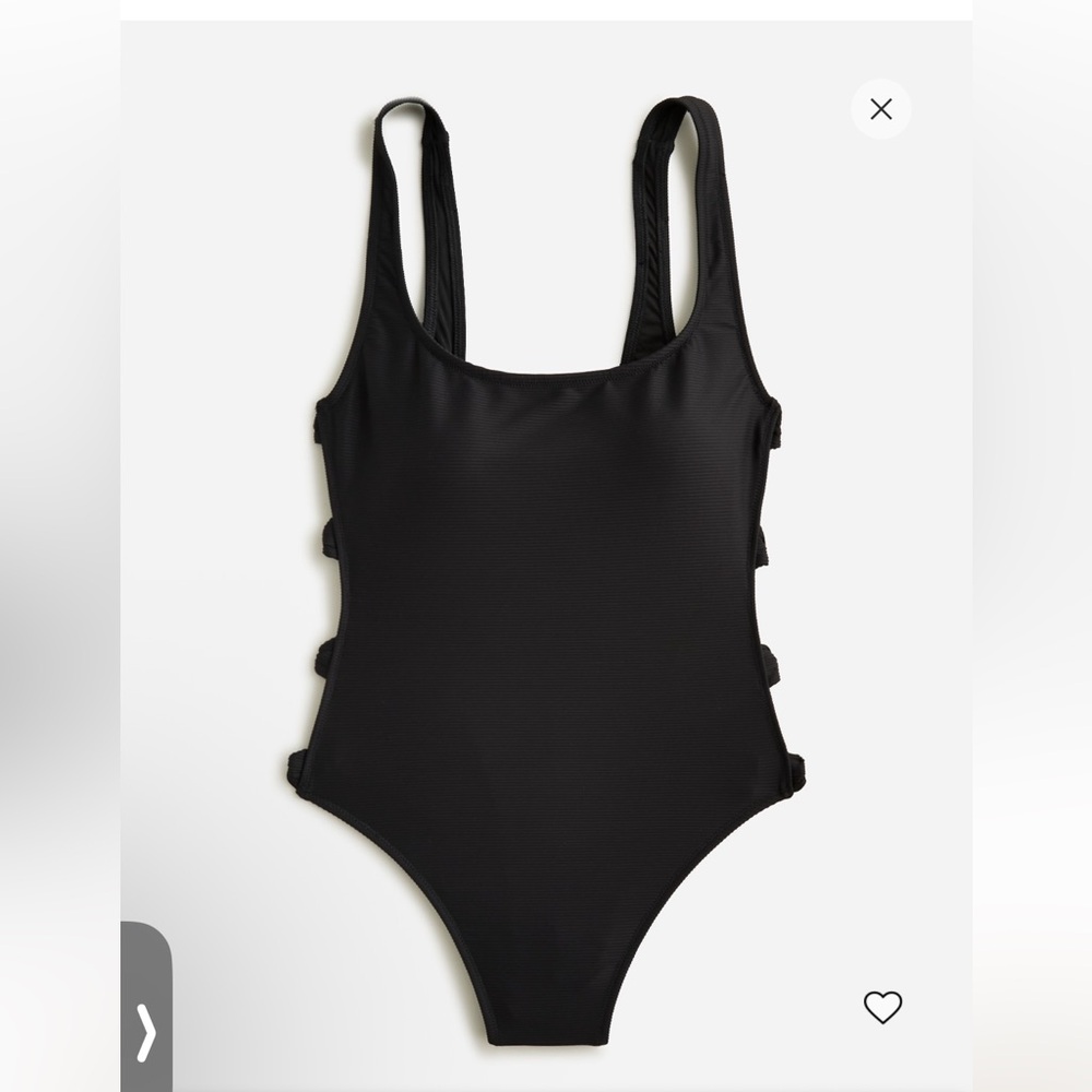 NWOT J.Crew Women’s Ribbed Black Side Bow One-Piece Swimsuit Sz 6